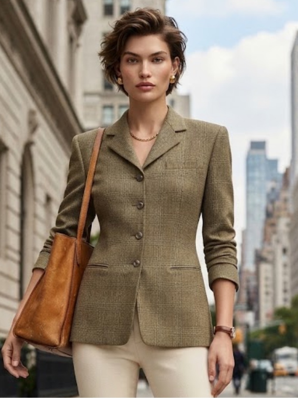 Lauren Ralph Lauren Plaid Houndstooth 100% Wool Blazer